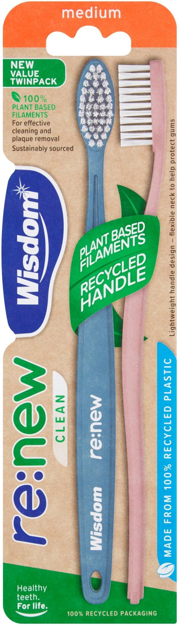 Wisdom re:new Clean Medium Toothbrush in packaging